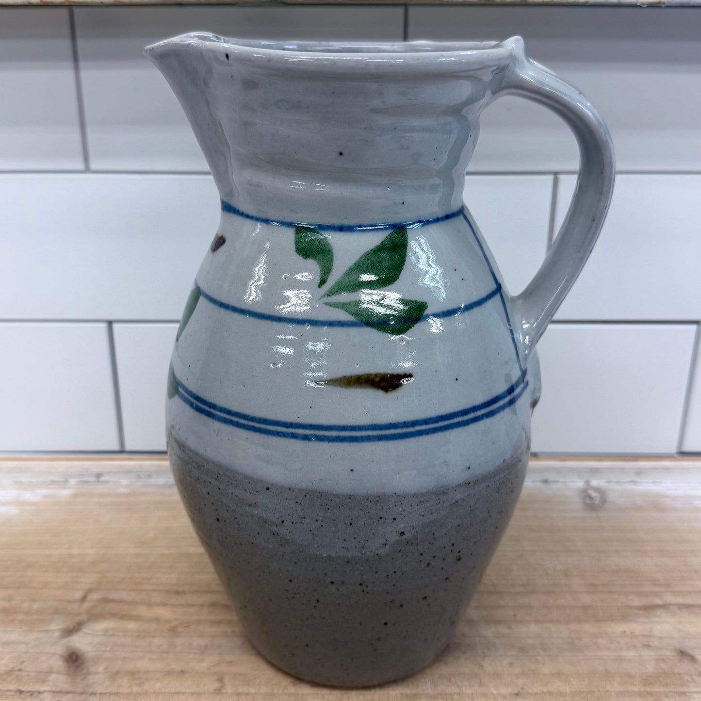 Studio Art Pottery Stoneware Pitcher Signed Handcrafted Vase