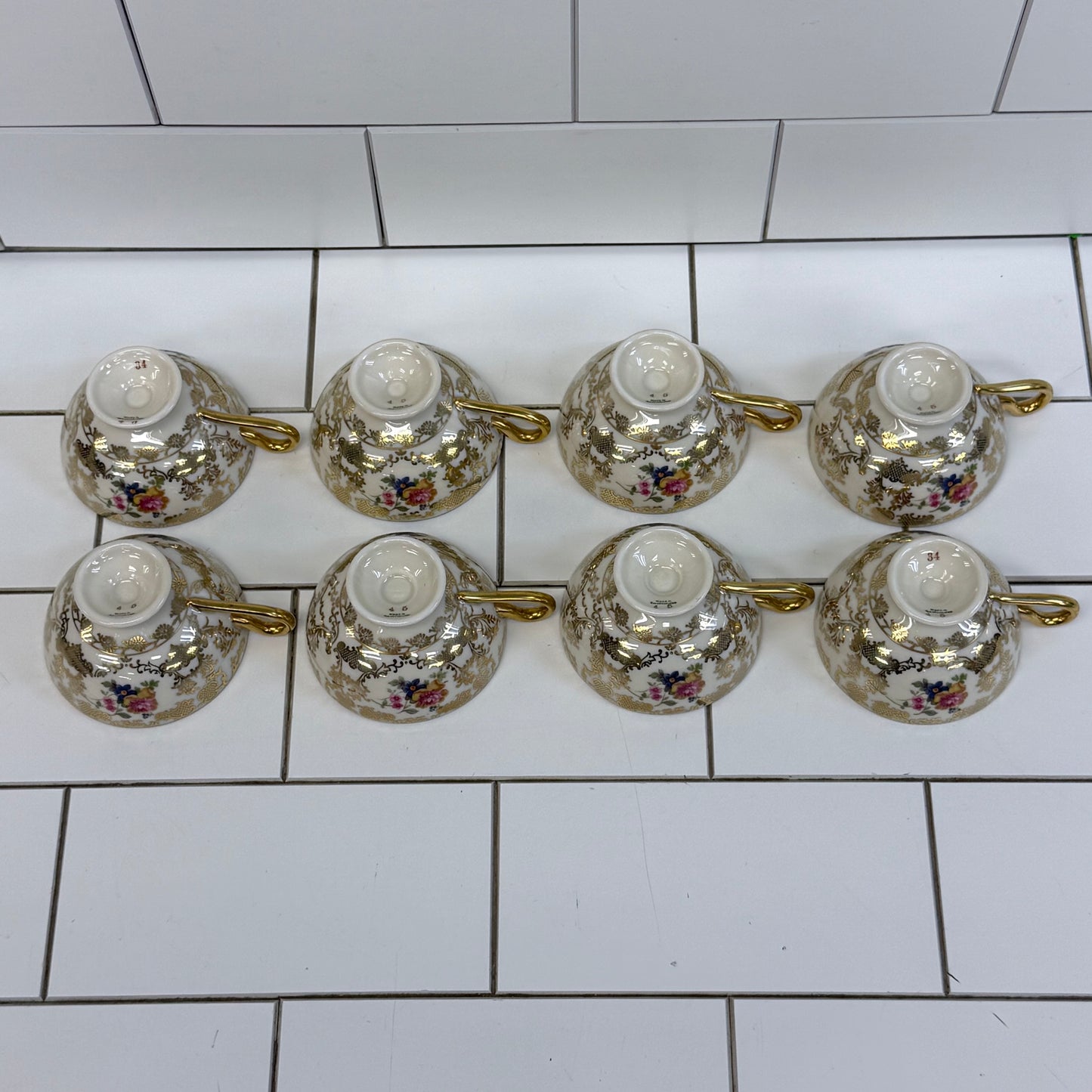 Bohemia Royal Ivory Teacup & Saucer Set of 8 Vintage 1930s