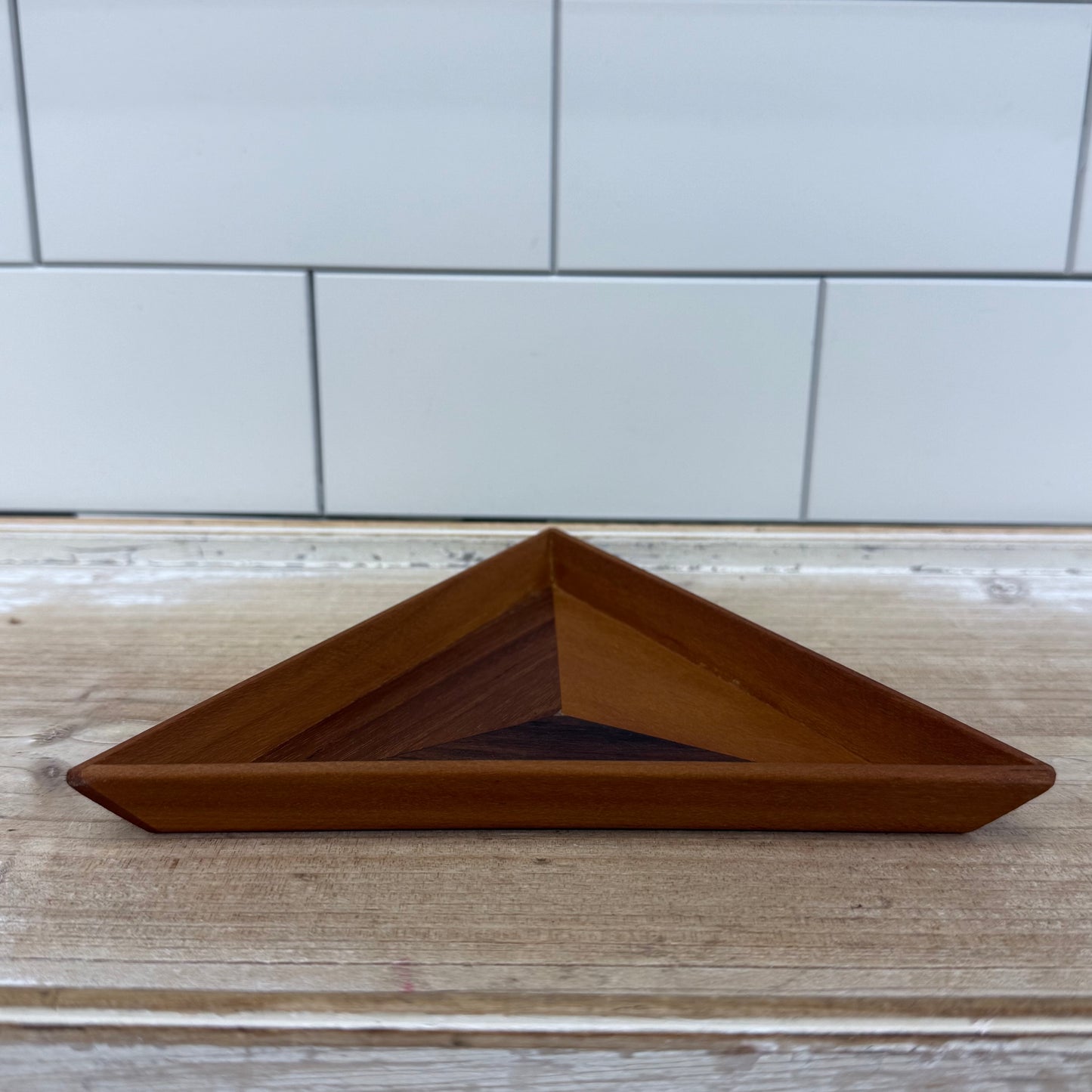 Triangular Dishes, Wood Set of 7