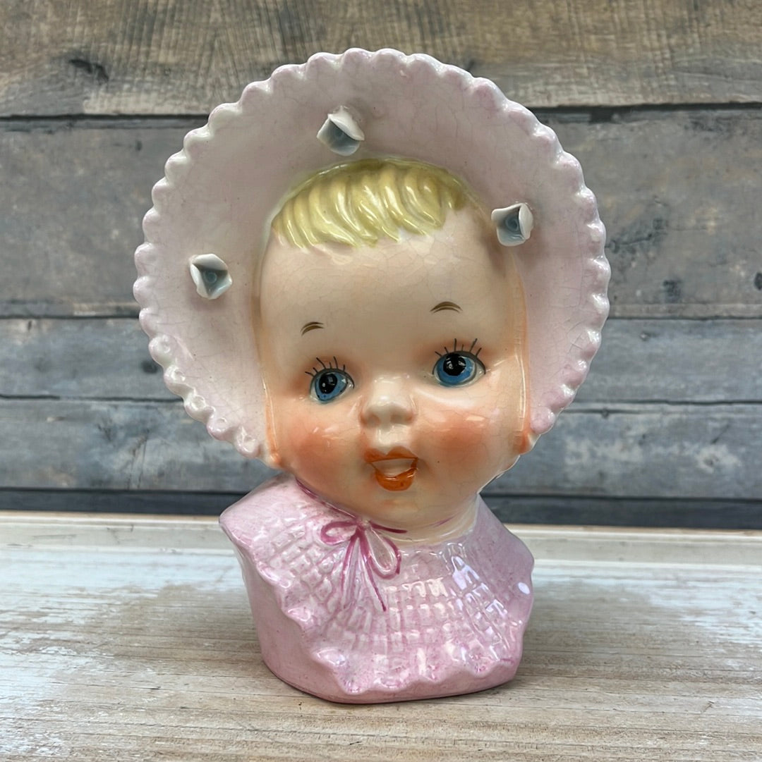 Vintage Baby in Pink Ceramic Vase