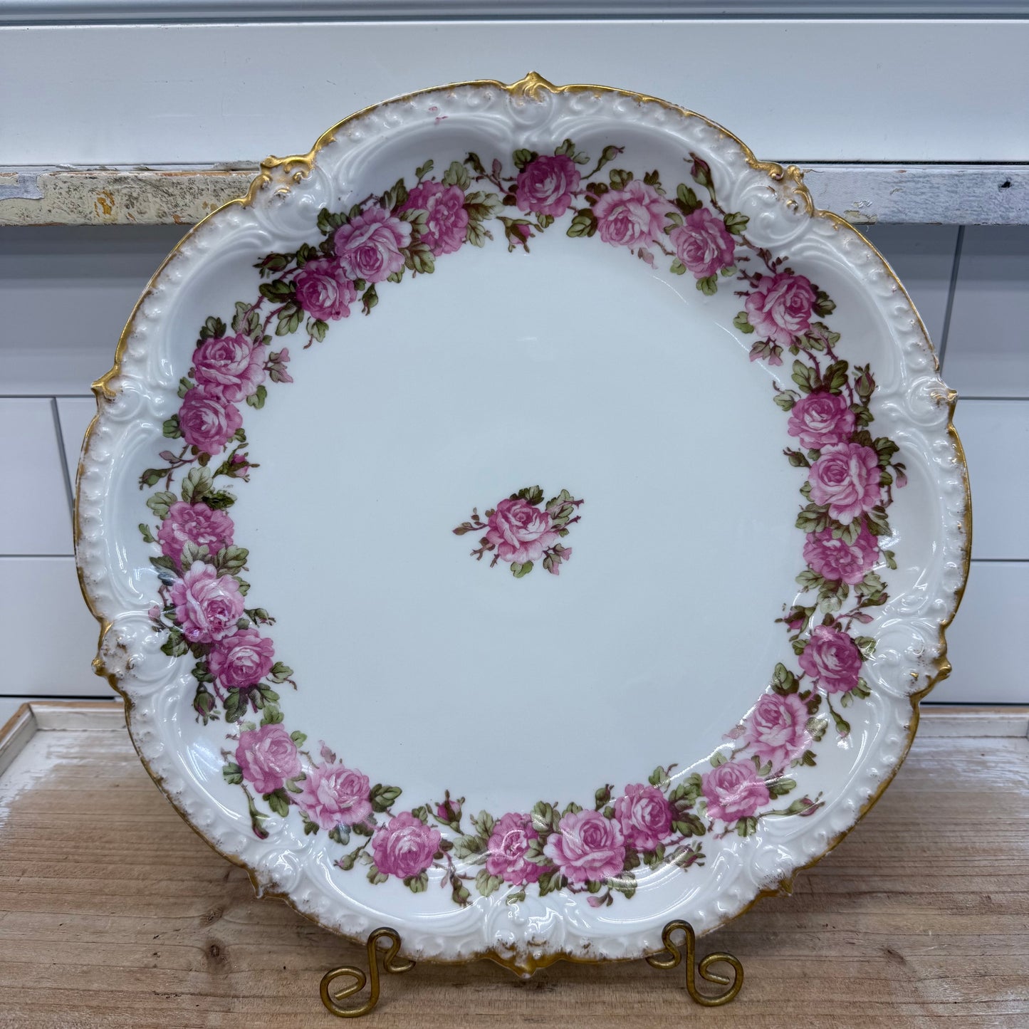 GDA Limoges Serving Dish Rose Gilt Porcelain Platter Antique c.1900