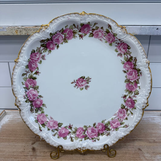 Antique GDA Limoges Rose Gilt Porcelain Serving Platter c.1900