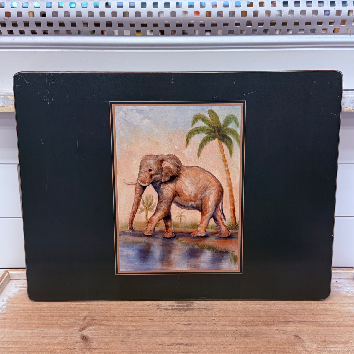 Lady Clare African Animal Green Felt Backed Placemats Set of 4