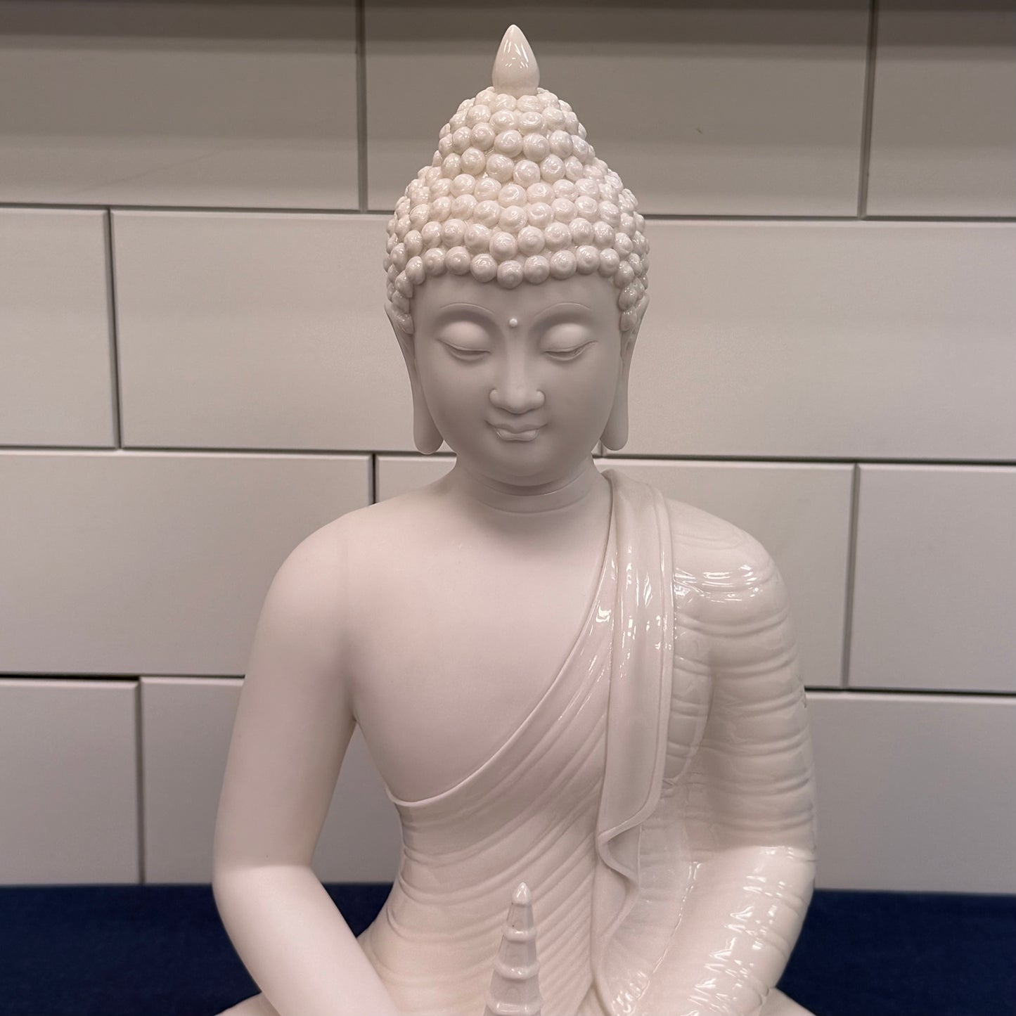 White Ceramic Buddha Statue Meditation Figurine
