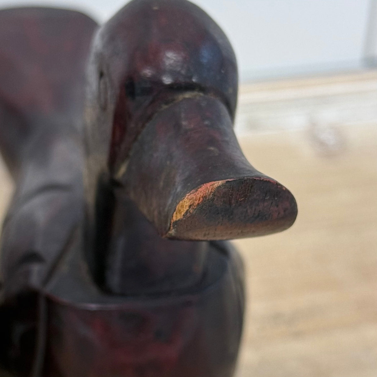 Duck Figurines Pair Hand-Carved Wood - Rustic Lodge Decor