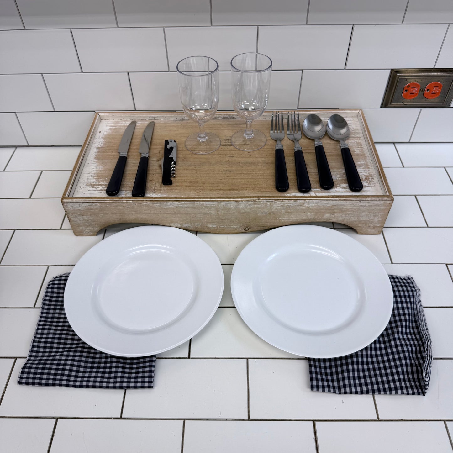 Insulated Picnic Bag Dinnerware Set for 2 with Blanket 15 Pieces