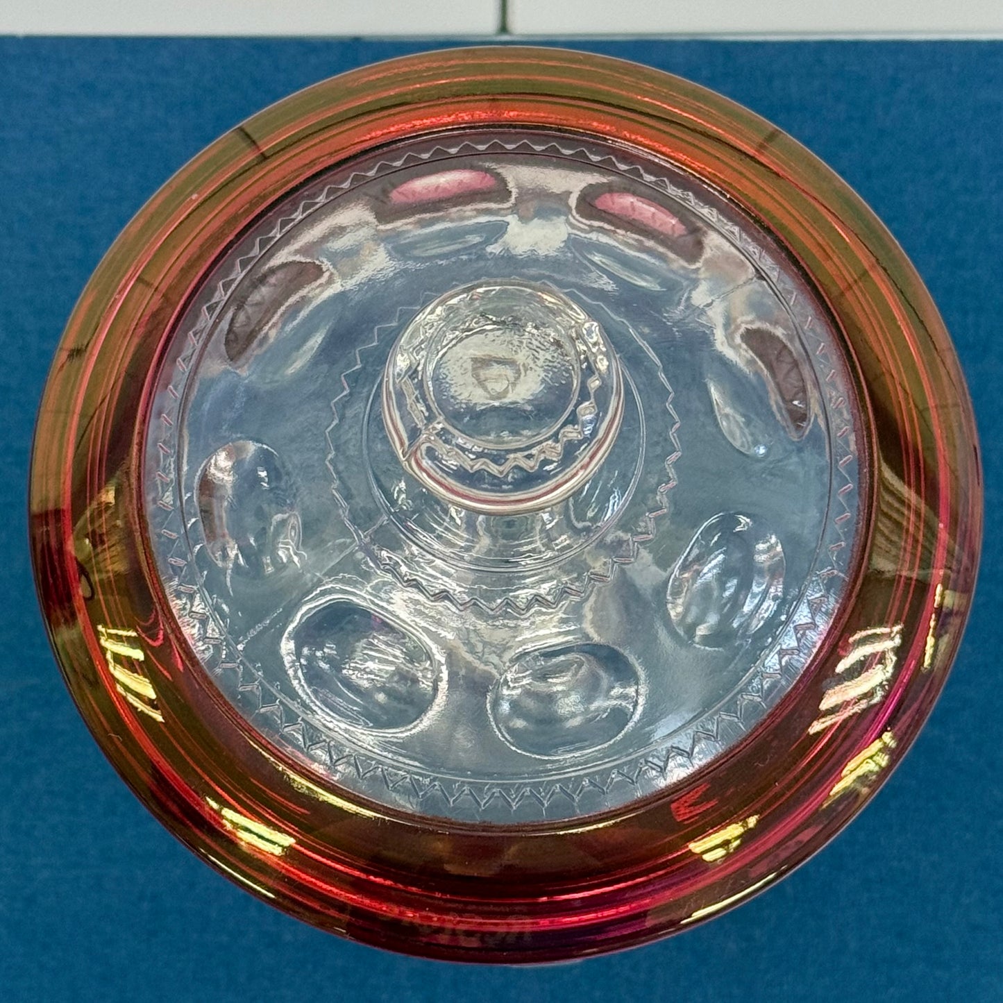 Indiana Glass Kings Crown Ruby Flash Lidded Compote