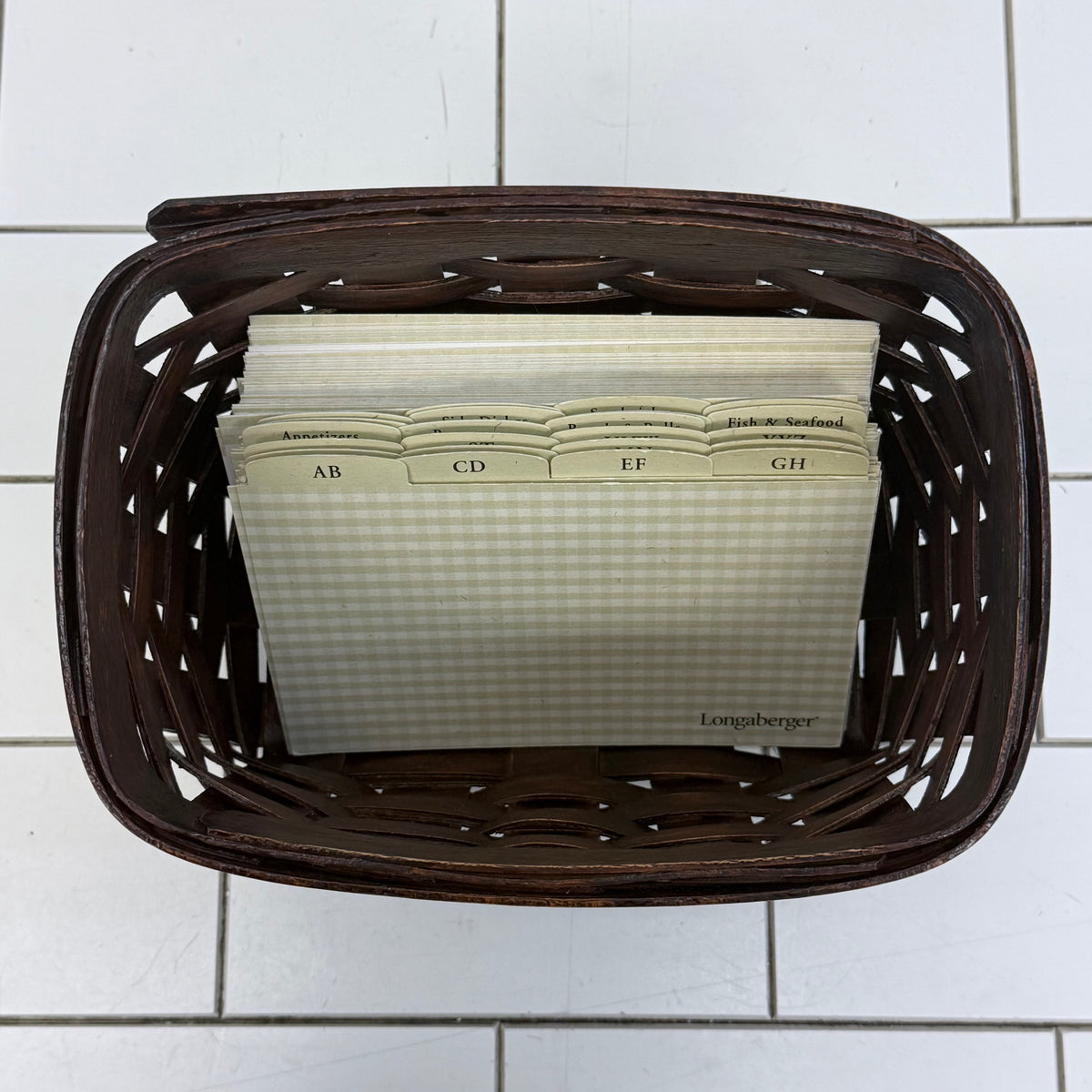 Longaberger Recipe Basket Box Blank Cards Dividers Signed