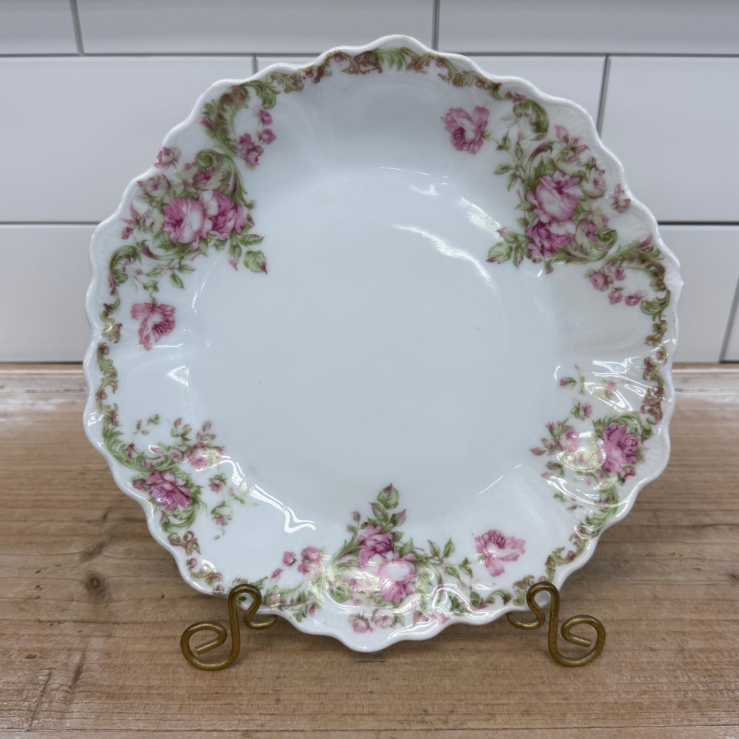 Antique Z.S. & Co. Bavaria Pink Rose Salad Plates Set of 3