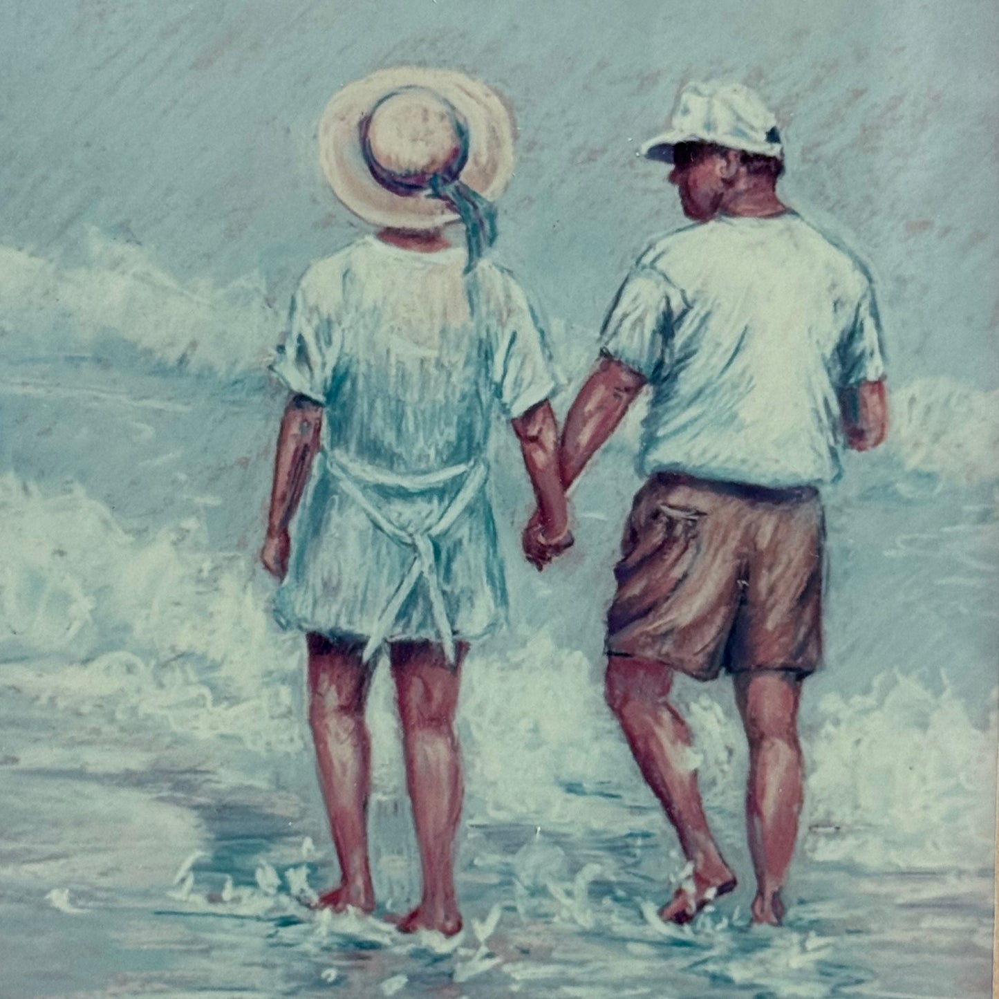 Barbara Pappendick Beach Walkers Framed Art Print, Signed 1994
