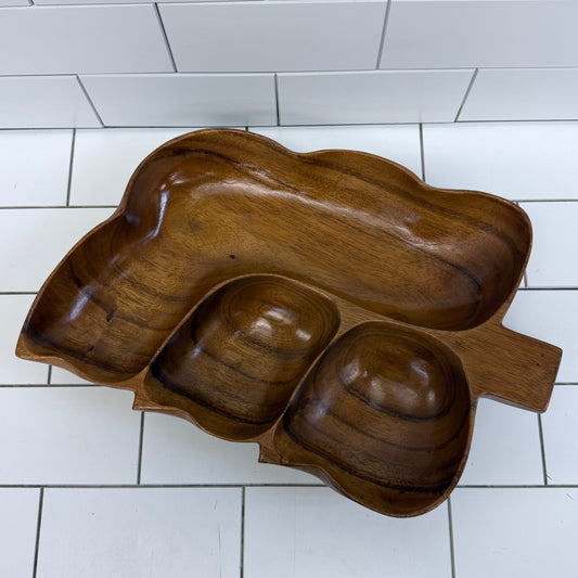 Monkey Pod Wood Divided Serving Tray