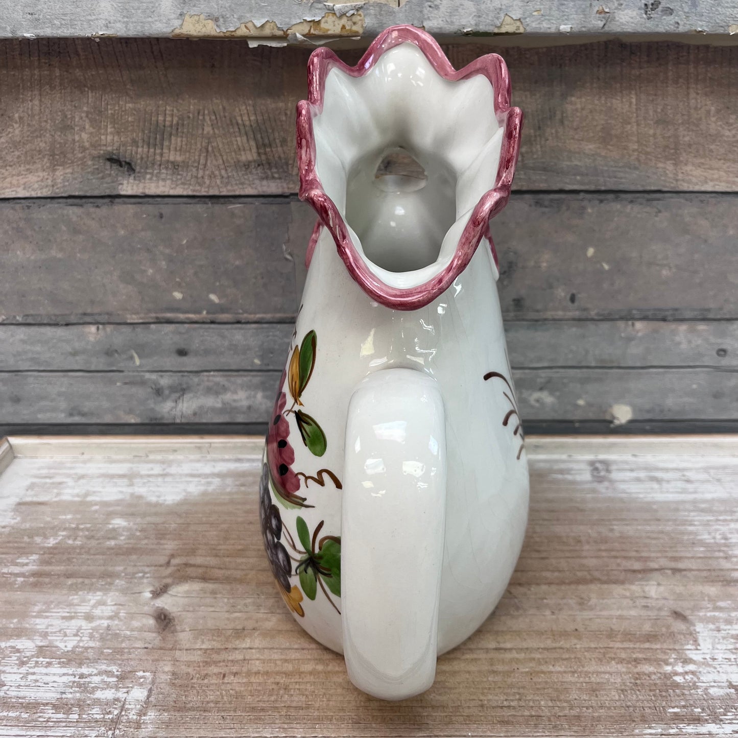 Majolica Style Rooster Pitcher