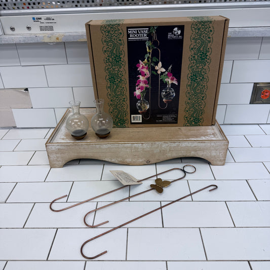 Brass Butterfly Double Glass Vase Rooter Hanging Planter