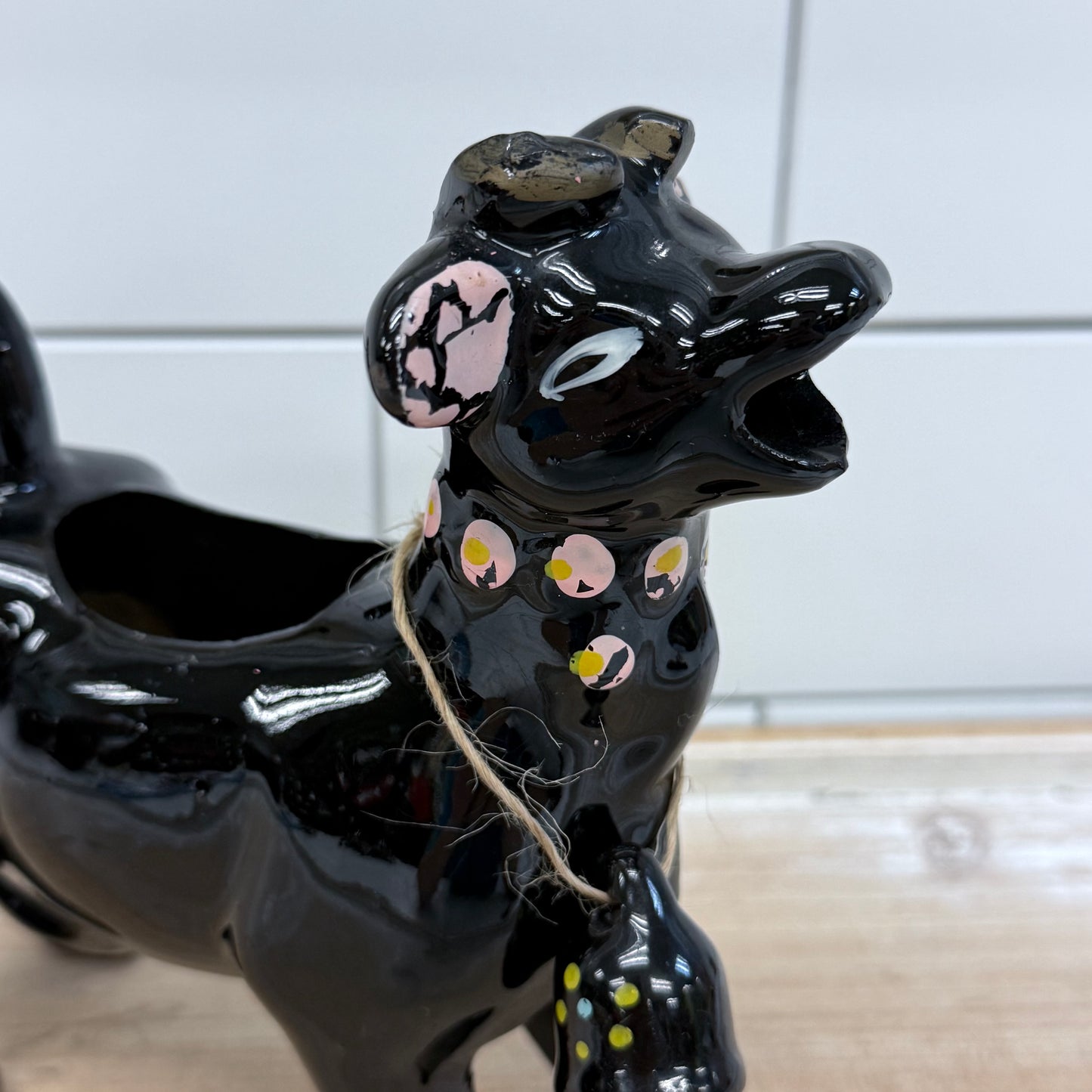 Cow with Bell Redware Pottery Creamer Pitcher