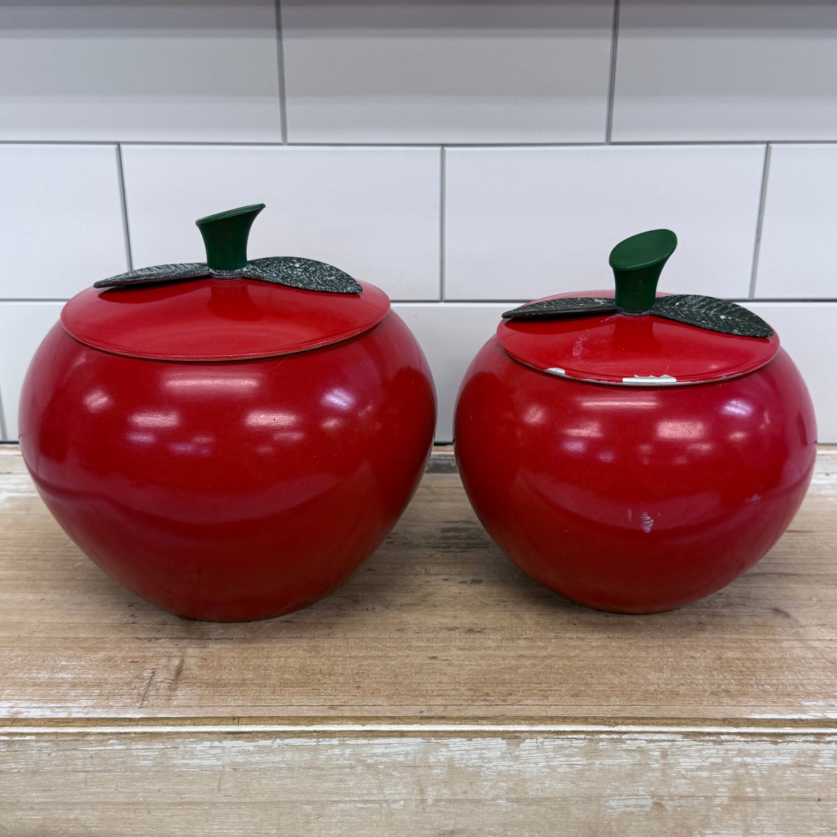 Chrom-Ever Red Apple Aluminum Canisters Set 1960s