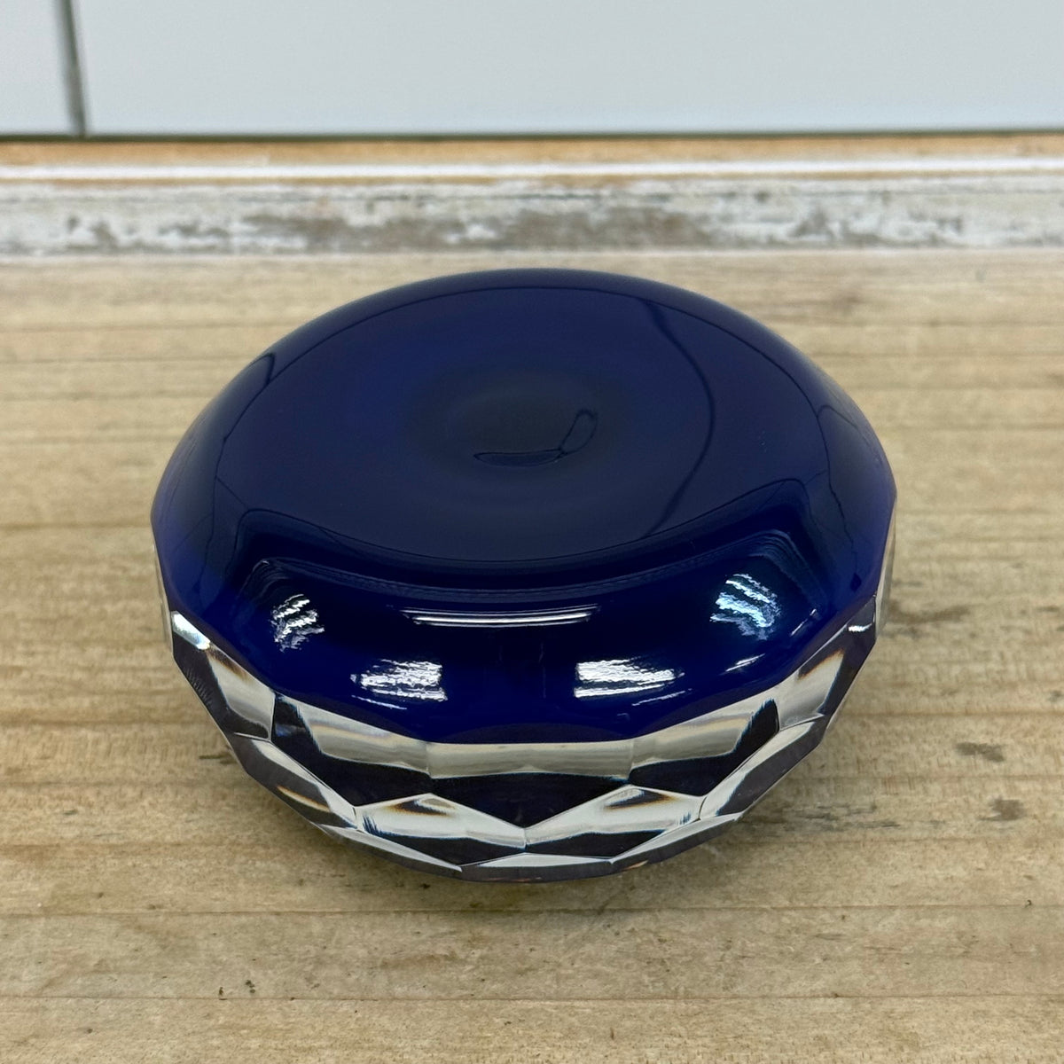 Saint-Louis Cobalt Blue Crystal Floral Paperweight France