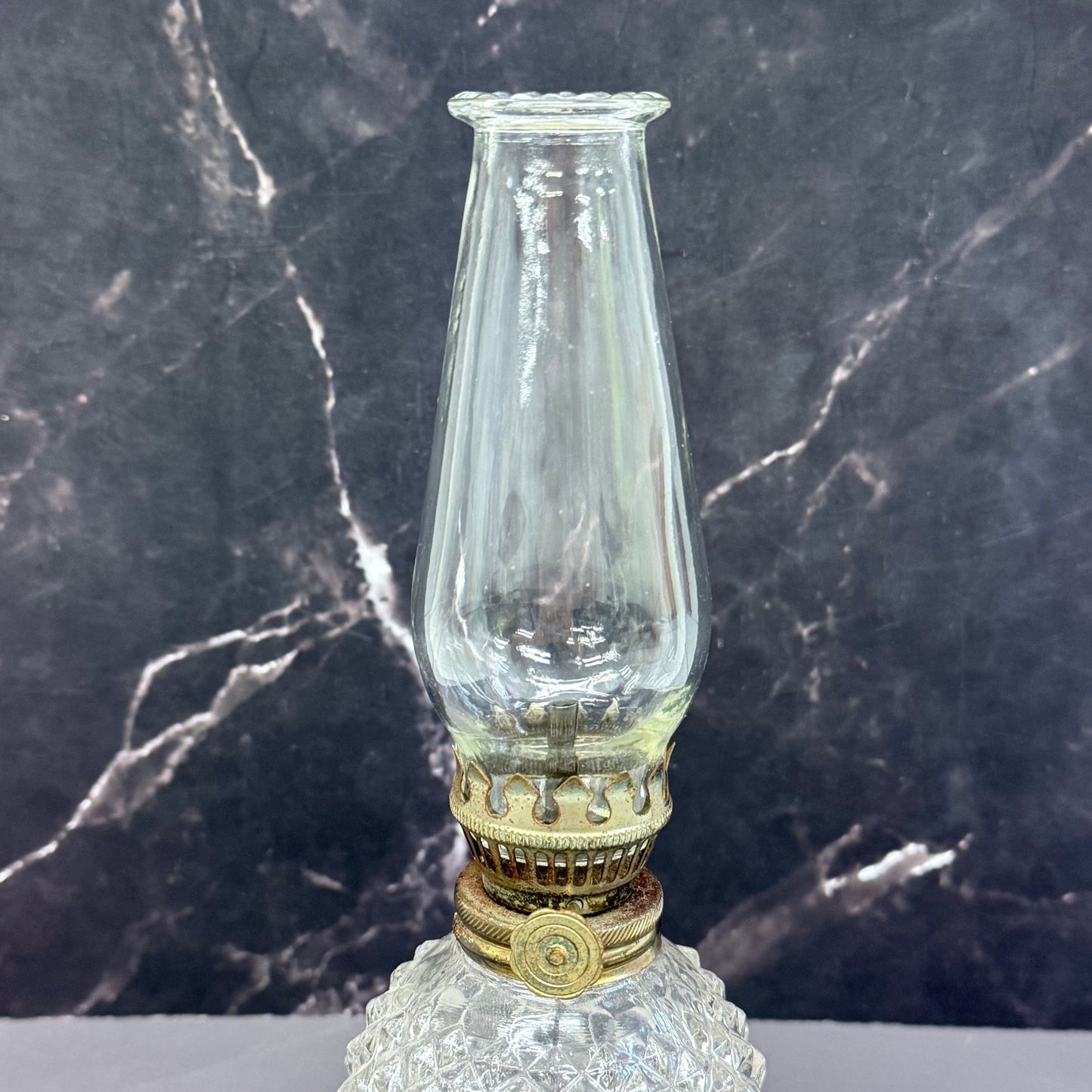 Petite Oil Lamp, Diamond Cut Glass