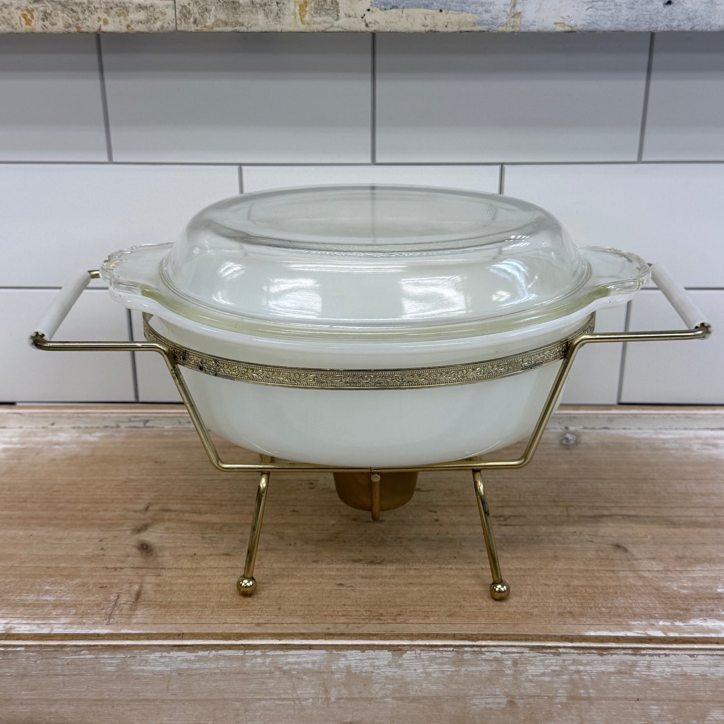 Fire-King Milk Glass Casserole Chafing Dish 1960s