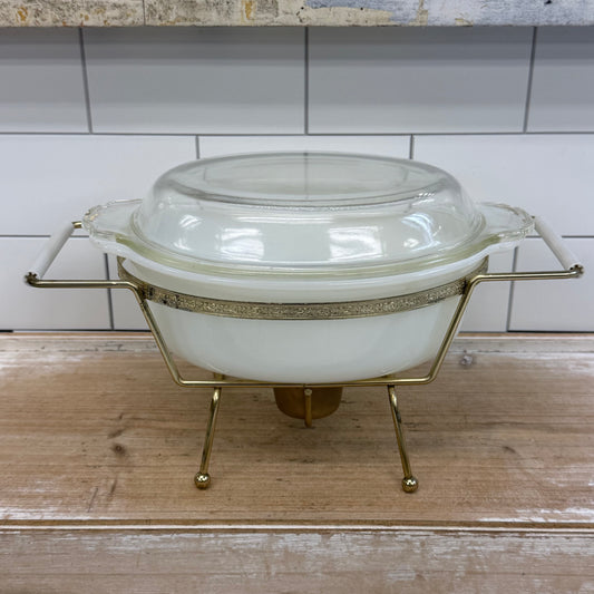 Fire-King #467 Milk Glass Casserole Chafing Dish 1960s