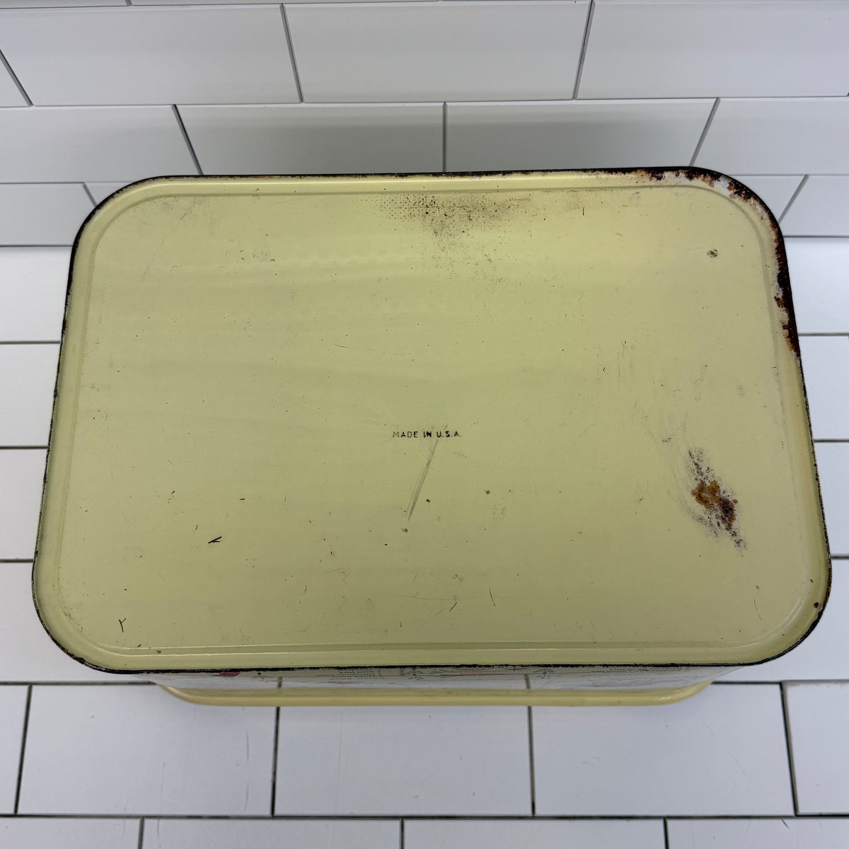 Recipe Print Metal Bread Box Vintage 1950s