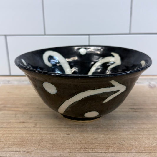 Studio Art Pottery Bowl & Handled Tray Set Signed
