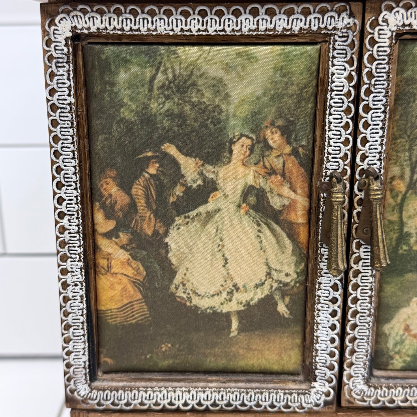 French Provincial Music Box Jewelry Cabinet Chest Vintage