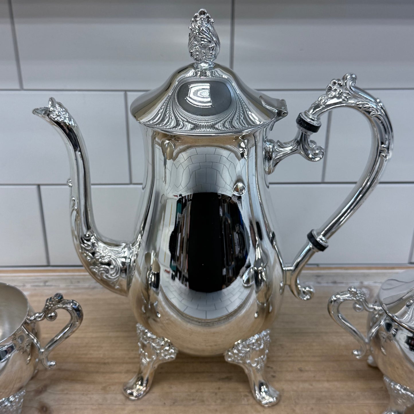 Vintage Silverplate Coffee Tea Service Set with Tray Box