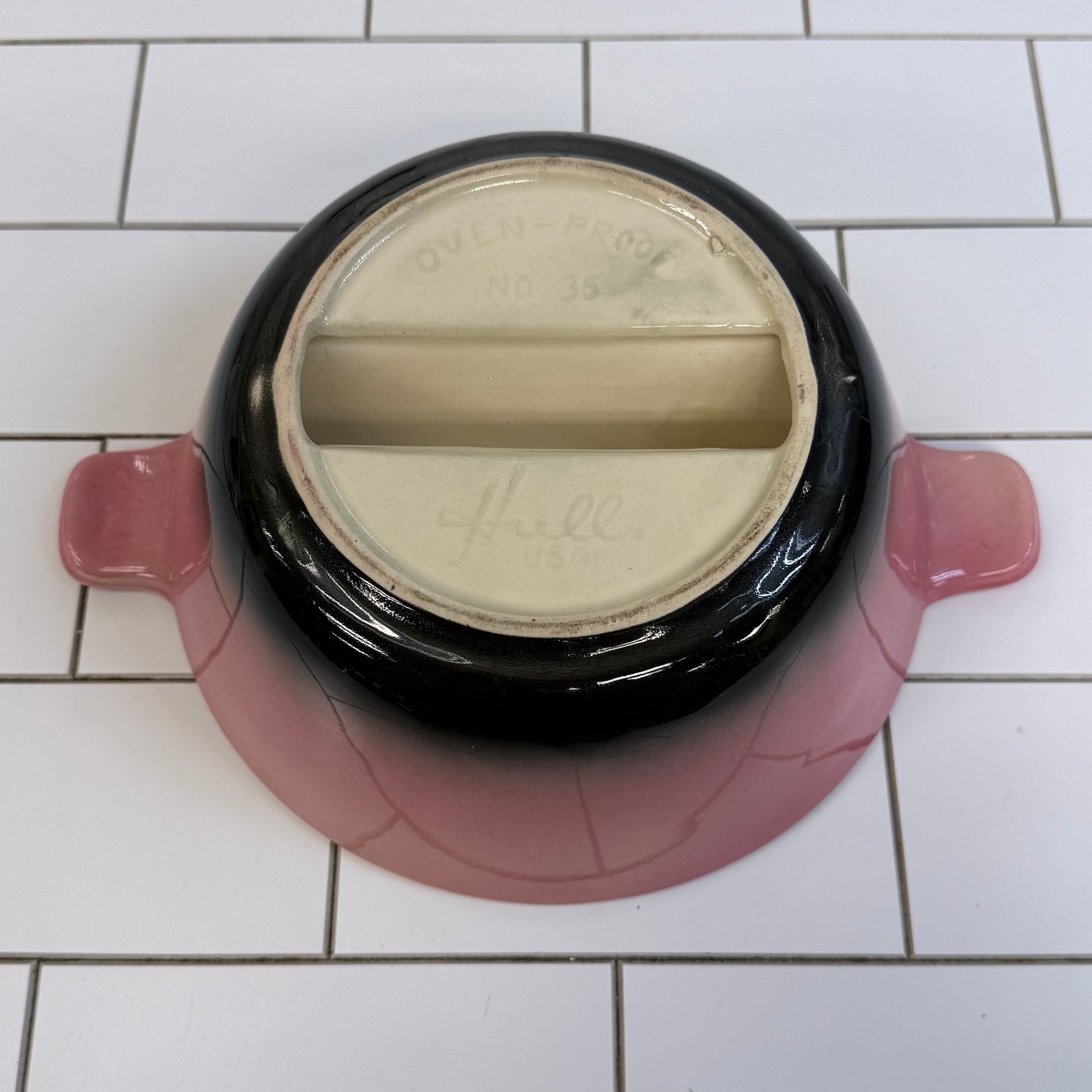 Hull Pottery Pink Divided Serving Bowl 1950s