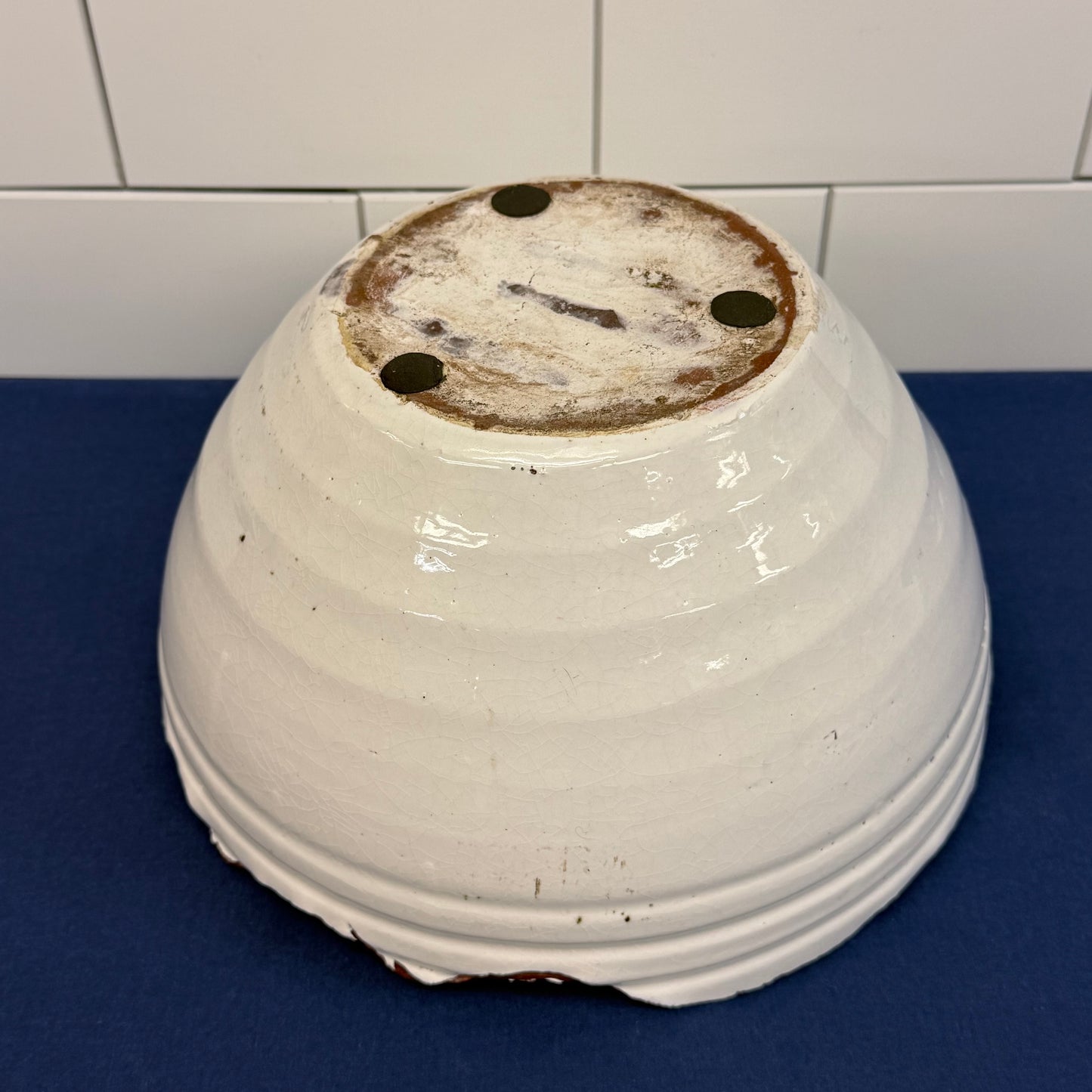Studio Art Pottery Planter White Glazed Stoneware Organic Rim