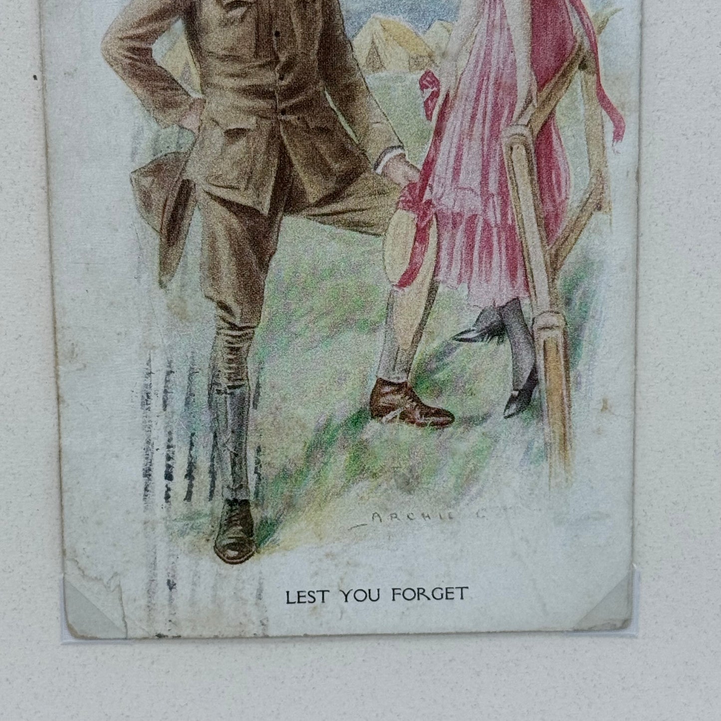 Archie Gunn Lest You Forget Framed Postcard Art Print, 1917