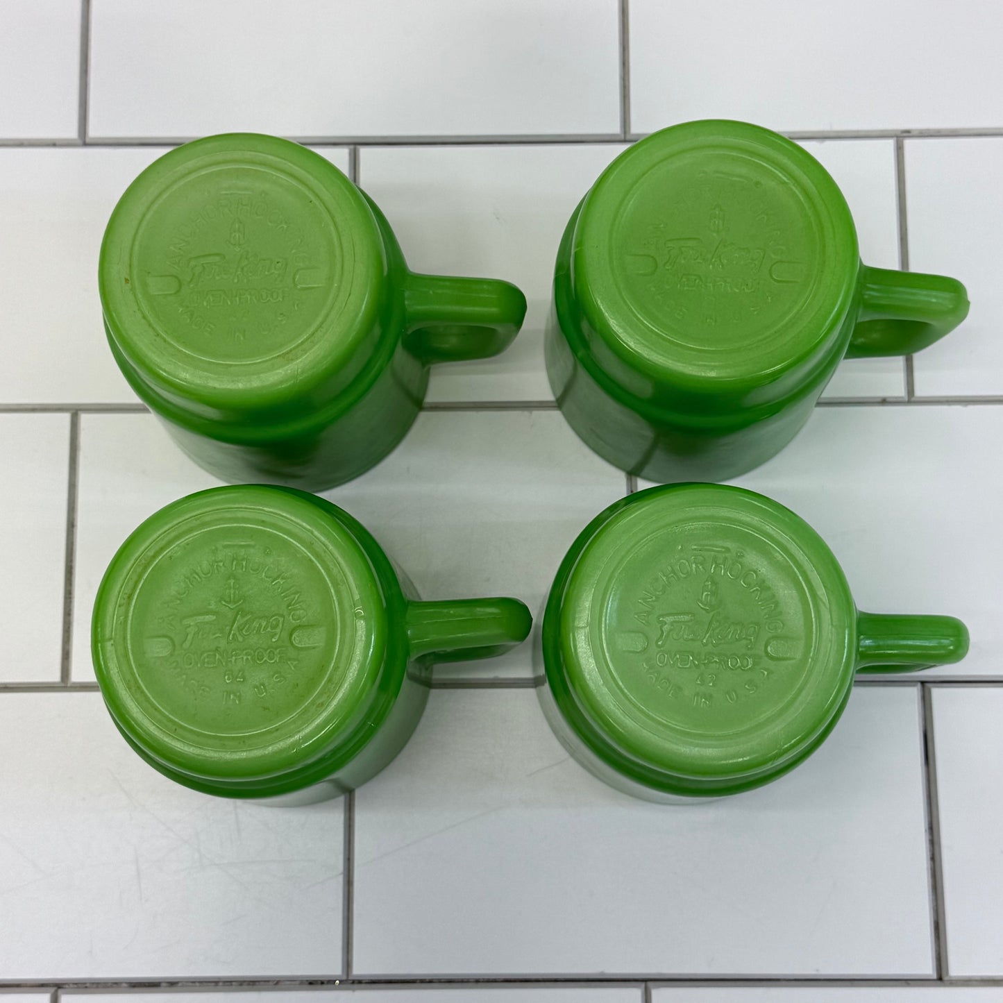 Fire King Mugs, Stackable Glass Set of 4