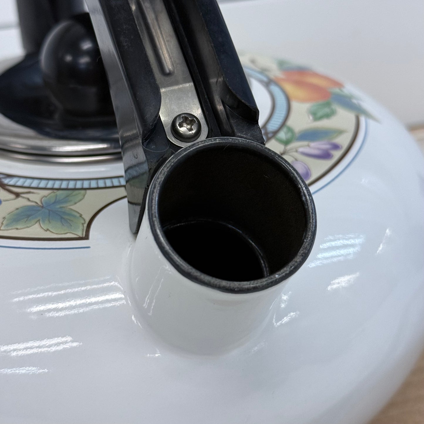 Mikasa Garden Harvest Whistling Enamel Kettle 1990s