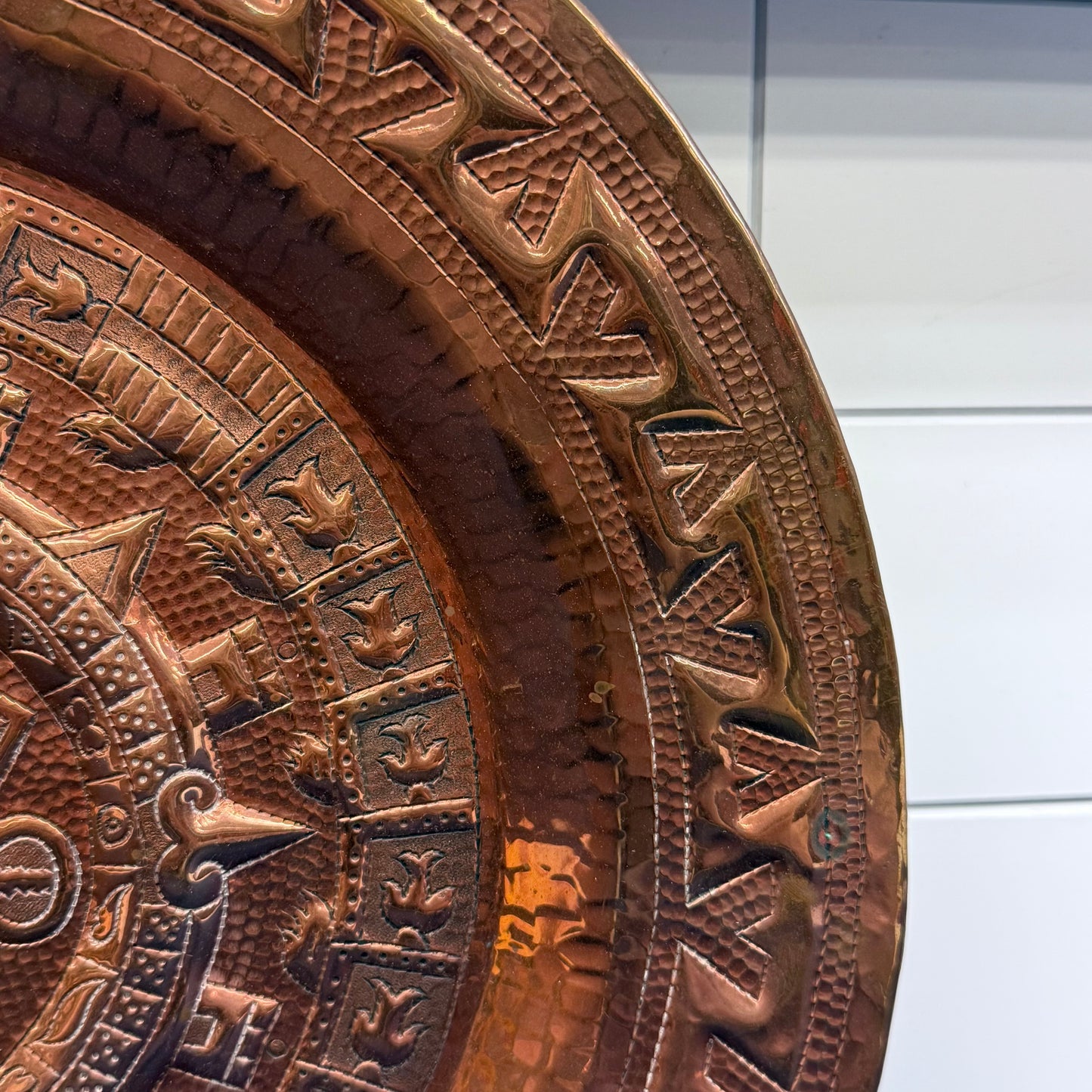 Aztec Calendar Copper Wall Plate Hammered