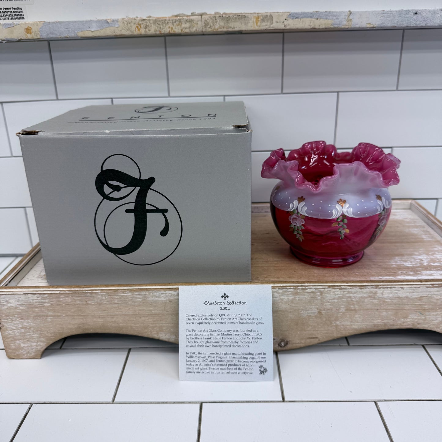 Fenton Charleton Collection Cranberry Rose Bowl Signed 2002
