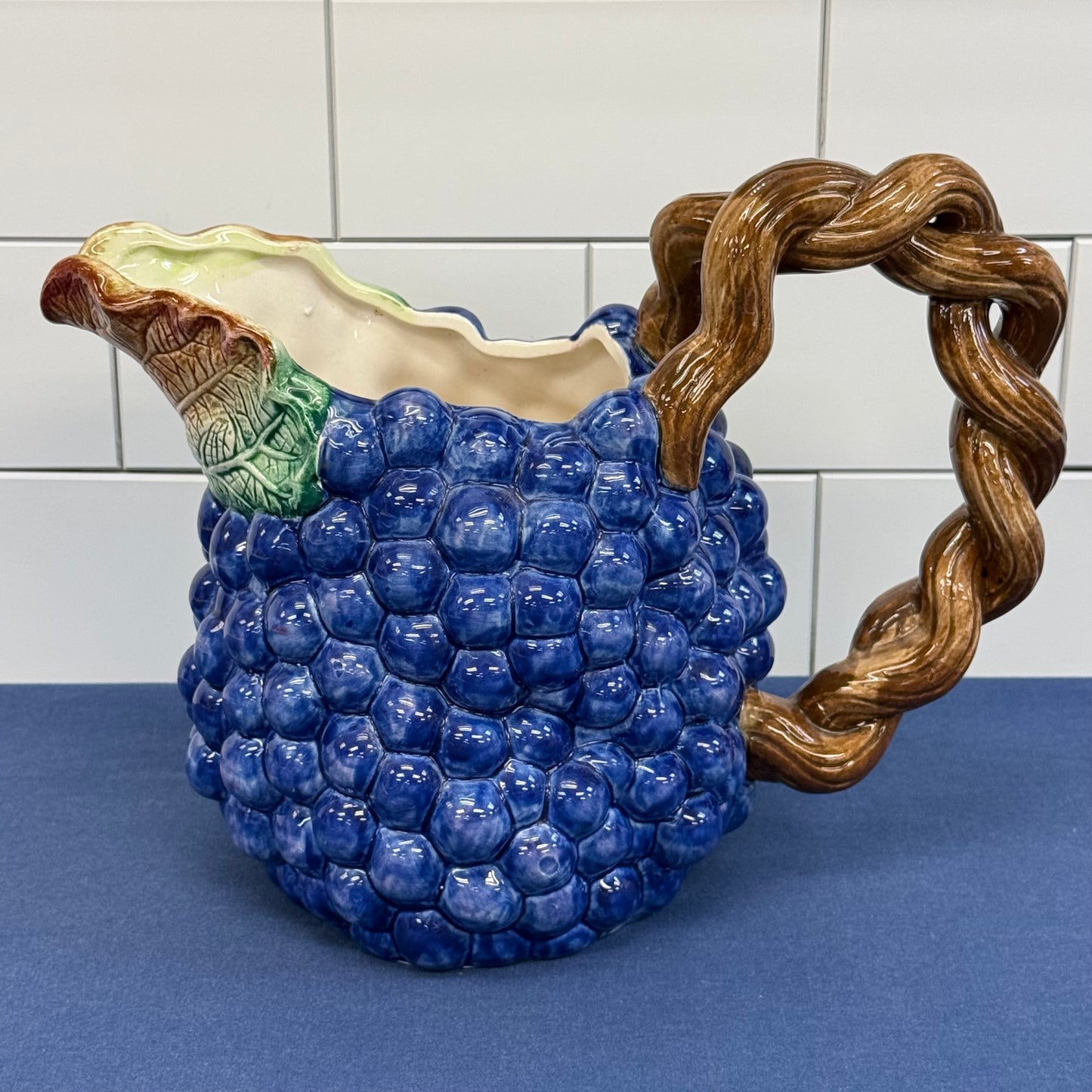 Fitz Floyd Grape Ceramic Pitcher 1988 1.5 Quart Vintage