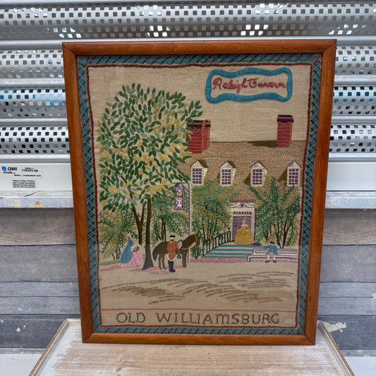 Old Williamsburg Raleigh Tavern Framed Embroidery Art