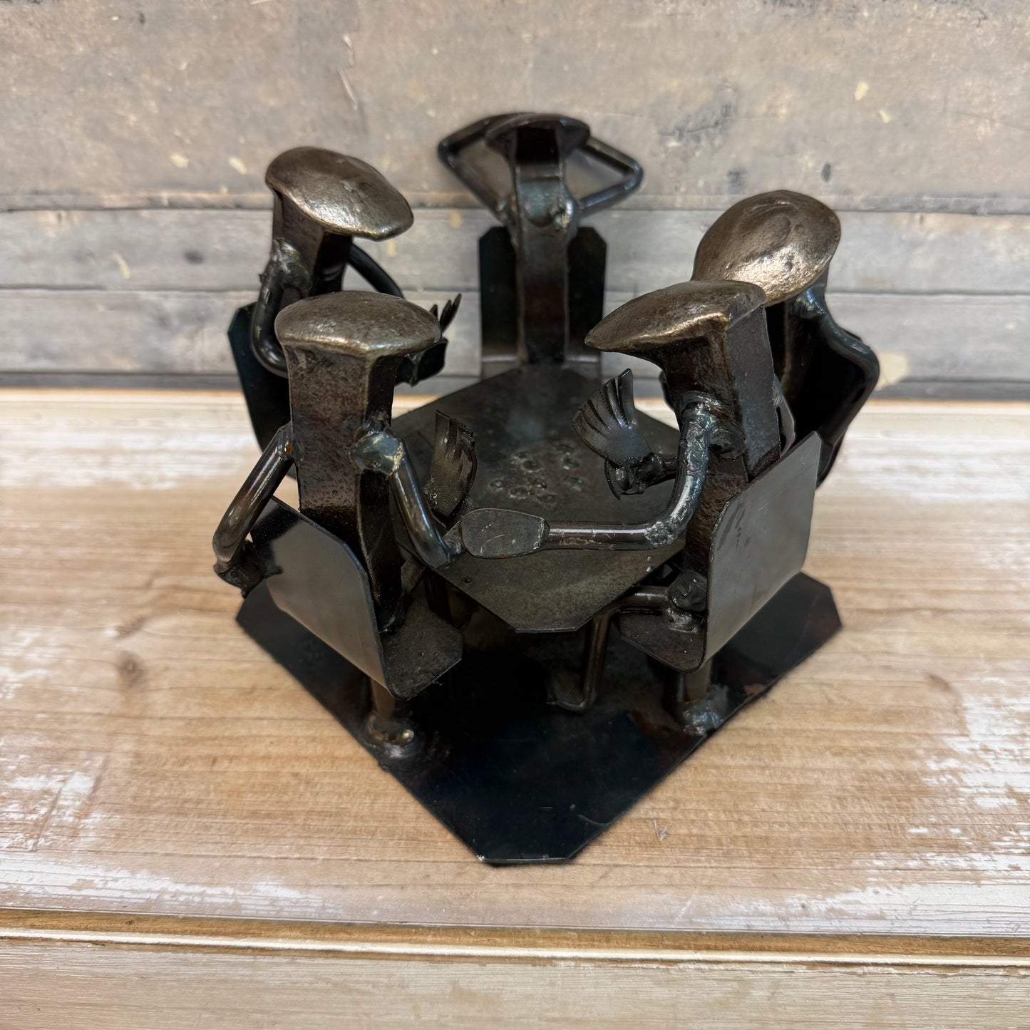 Roland Metal Art Poker Game Repurposed Metal Sculpture