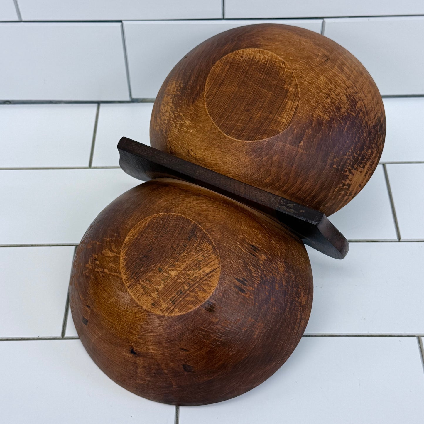 Woodcraftery Handled Double Wooden Serving Bowl Server