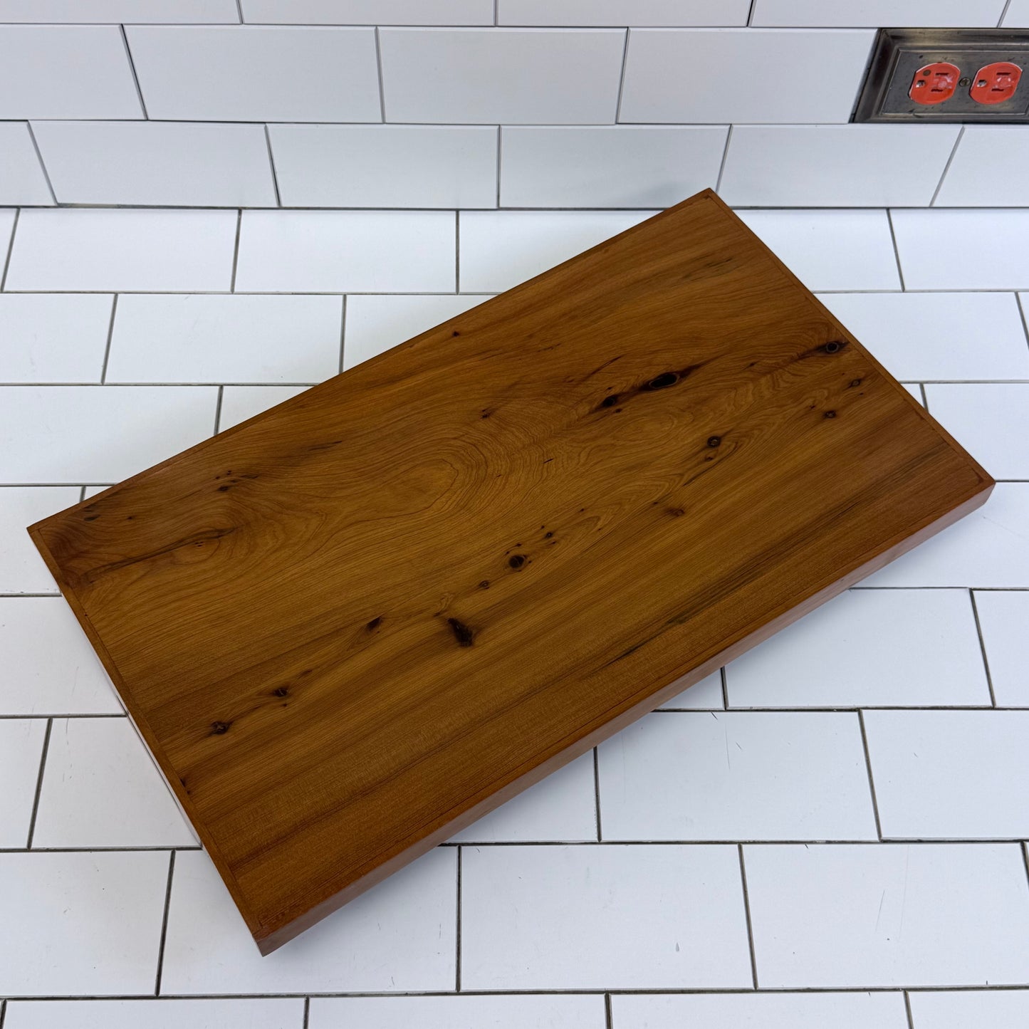 Marquetry Inlaid Wooden Serving Tray with Handles