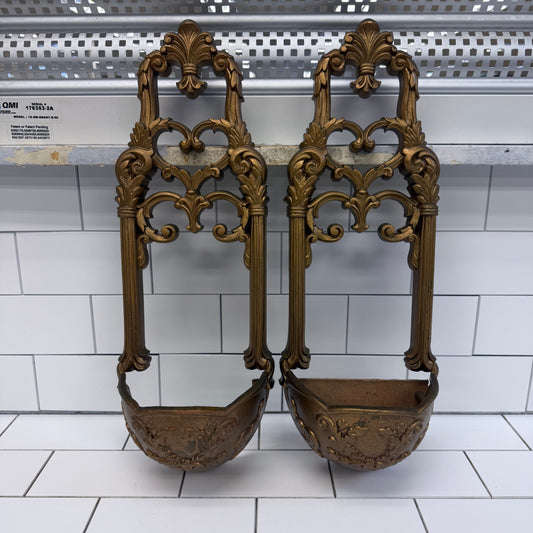 Homco Rococo Revival Hollywood Regency Wall Pocket Set of 2