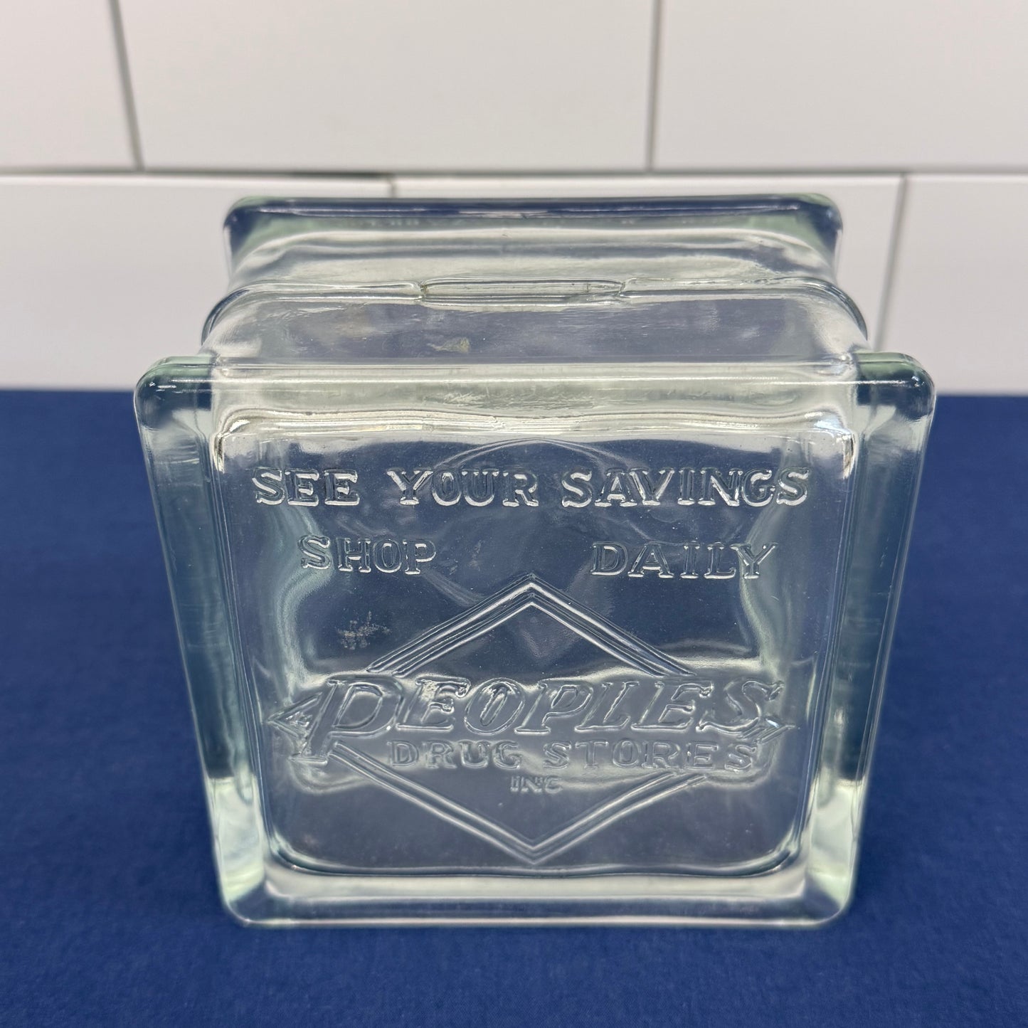 Peoples Drug Stores Glass Advertising Coin Bank 1970s–1980s
