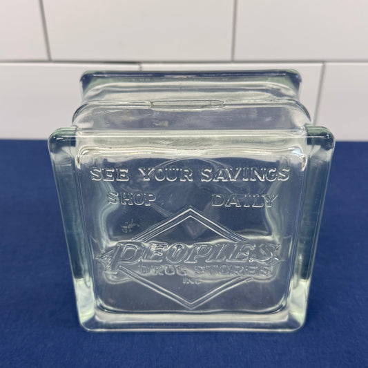 Peoples Drug Stores Glass Advertising Coin Bank 1970s–1980s