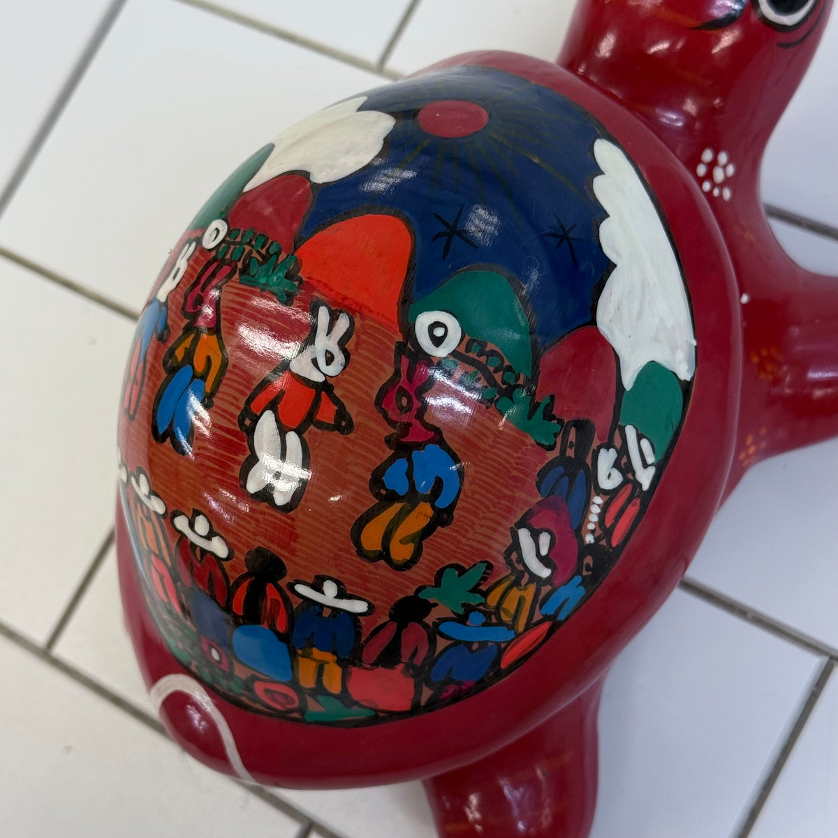 Mexican Folk Art Turtle Ceramic Trinket Box with Lid