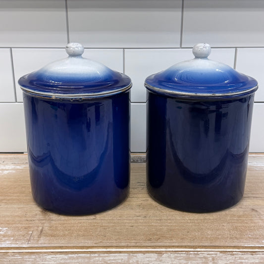 Windmill Enamelware Flour & Coffee Canisters, Set of 2
