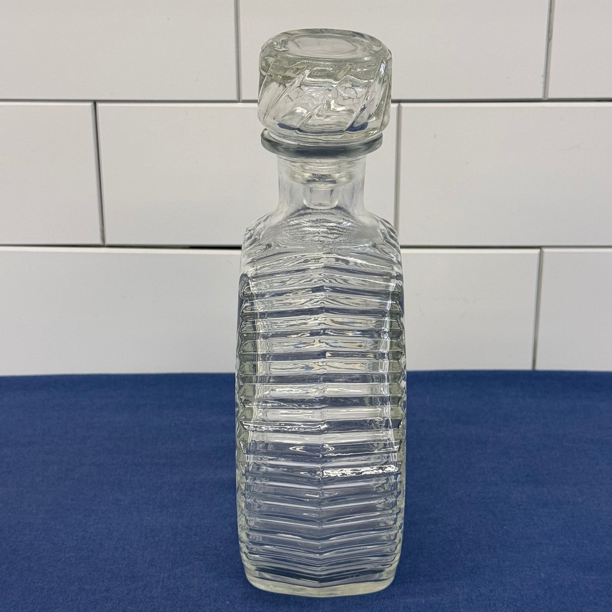 Starburst Pressed Glass Liquor Decanter with Stopper