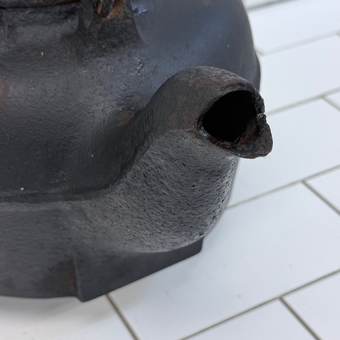 Antique Cast Iron Hearth Tea Kettle No. 7 Primitive Americana