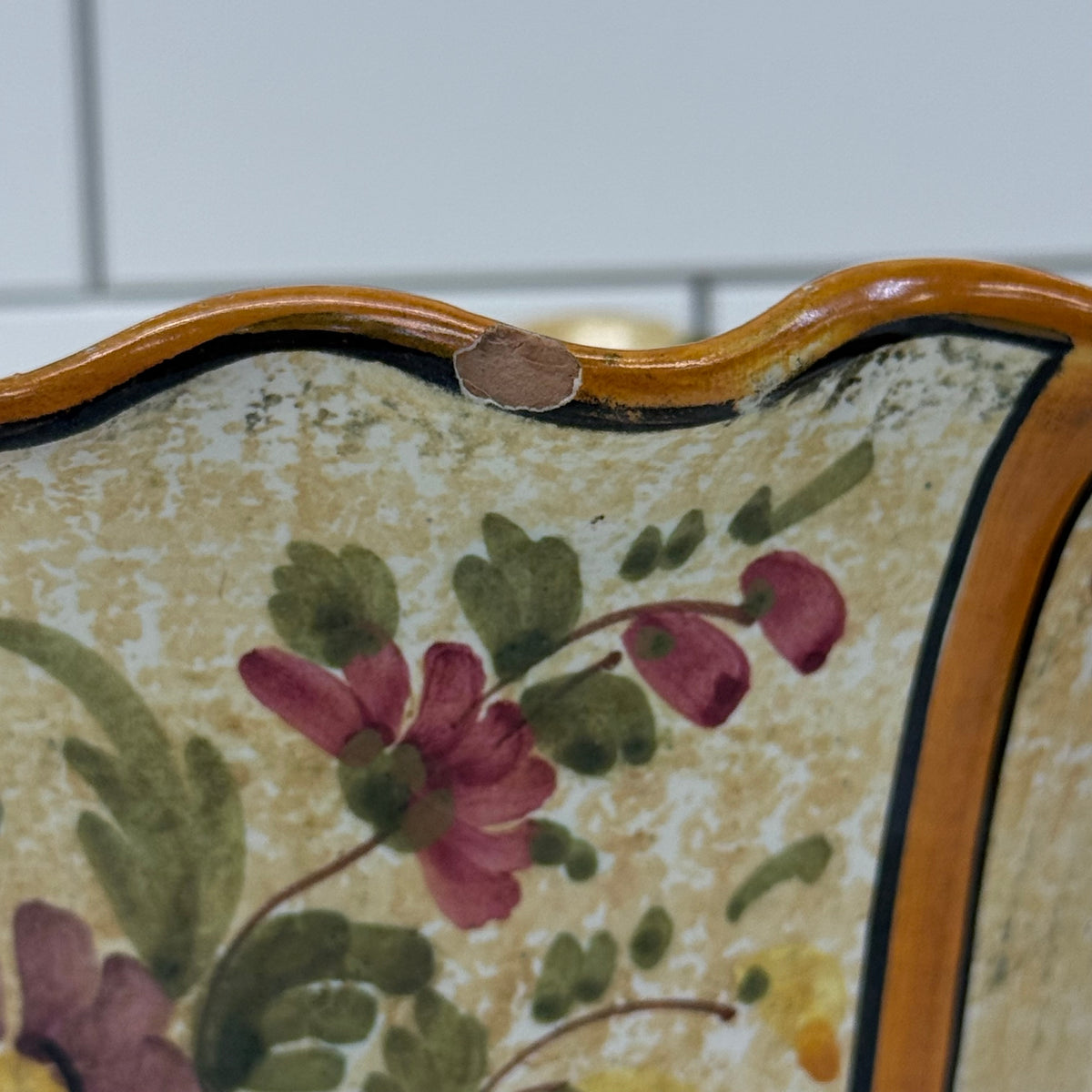 Italian Hand Painted Floral Ceramic Planters Set of 2