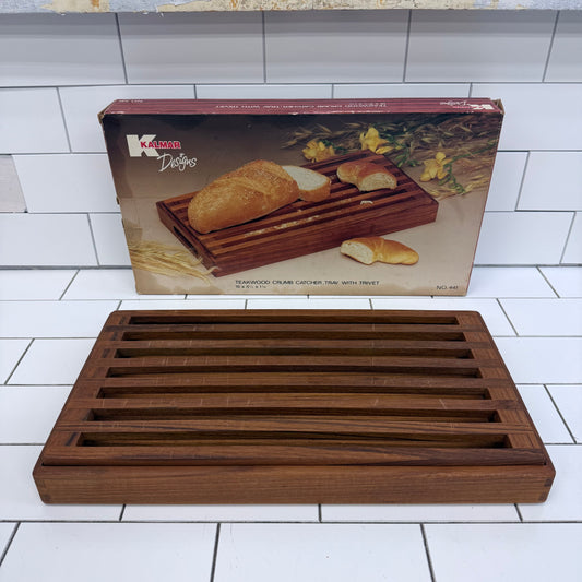 Kalmar Designs Teakwood Crumb Catcher Trivet Tray