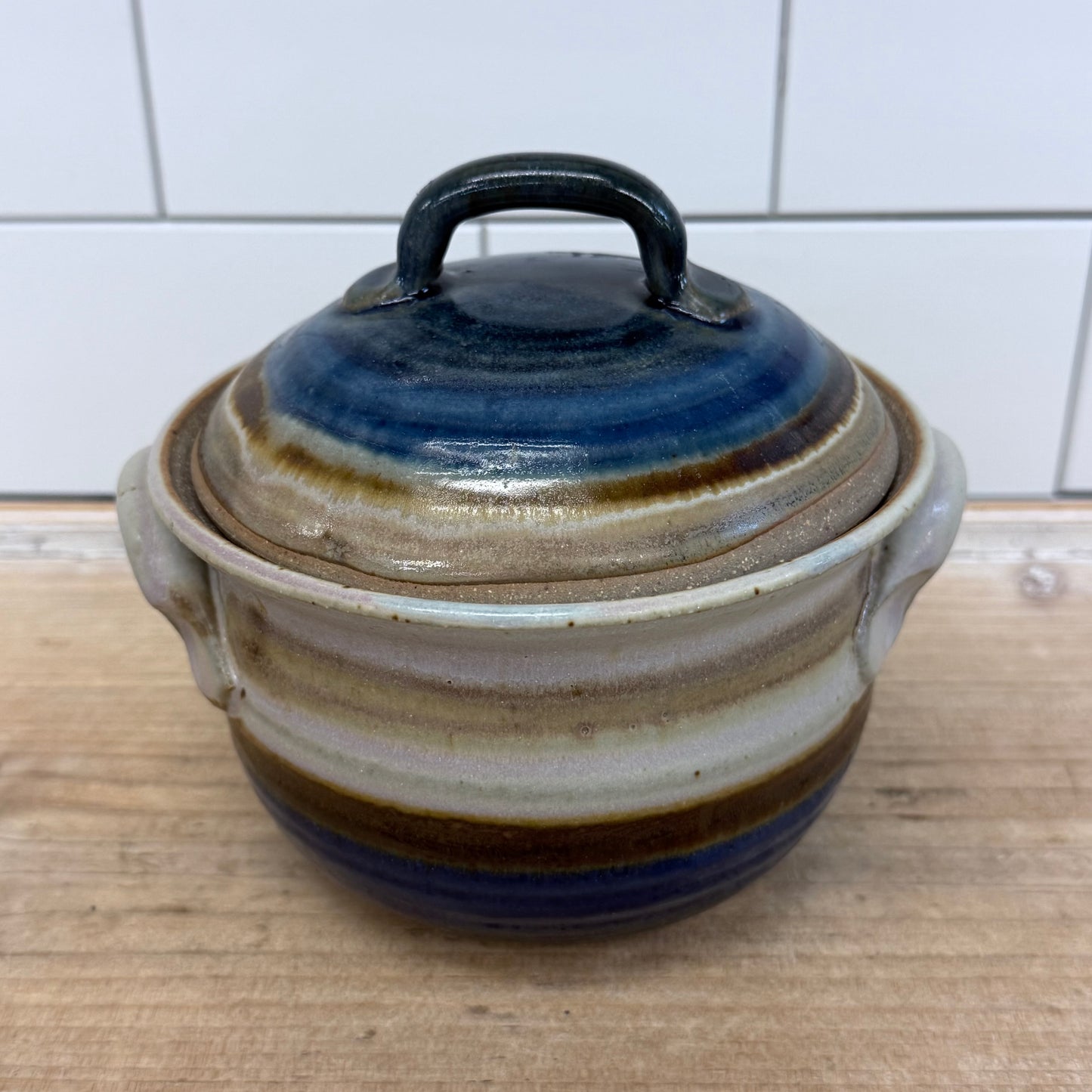 Holloman Pottery Drip Glaze Lidded Stoneware Jar