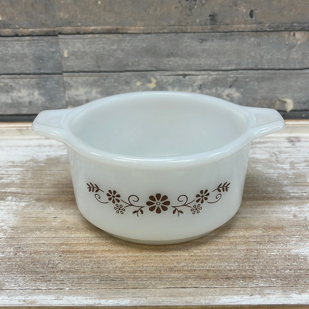 Dynaware Pyr-o-Rey Milk Glass Casserole Dish 6”, 1960s